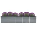 Willood Garten Hochbeet Verzinkter Stahl 400×80×77 cm Grau - Thumbnail 2