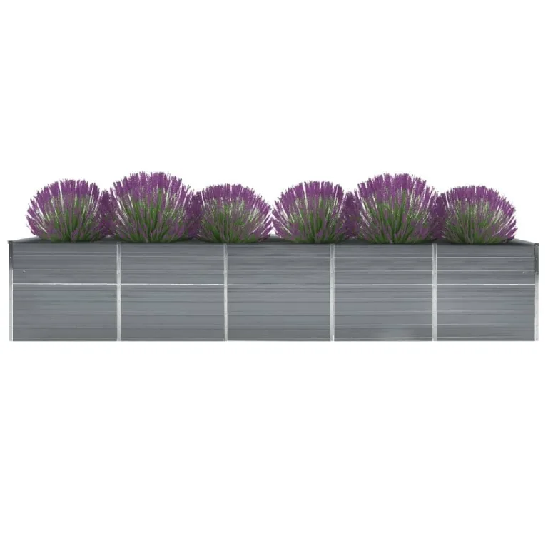 Willood Garten Hochbeet Verzinkter Stahl 400x80x45 cm Grau – Bild 2