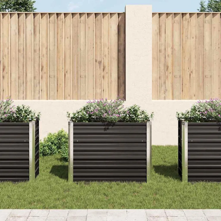 Willood Garten Hochbeet Anthrazit 100 x 40 x 77 cm Verzinkter Stahl – Bild 3