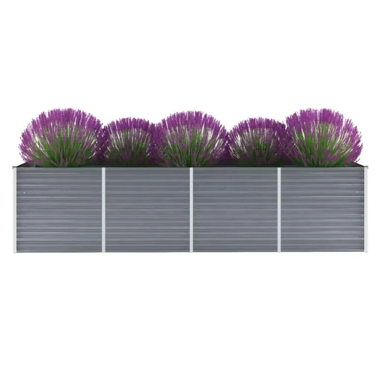 Willood Garten Hochbeet Verzinkter Stahl 320x80x77 cm Grau – Bild 1