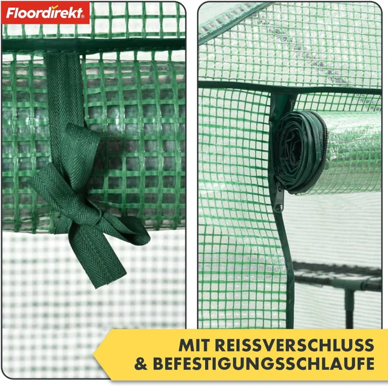 Floordirekt - Gewächshaus UV-beständig - Gewächshaus mit Metallablagegitter - Langlebig. Witterungsbeständiges Pflanzenhaus für Gemüse Kräuter. Blumen (77x200x169cm Botanika) – Bild 8