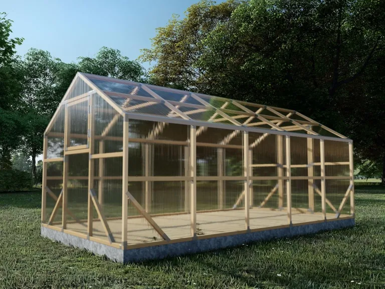 ECO Holz Gewächshaus Garten Treibhaus Tomatenhaus Holzhaus Pflanzhaus (Braun, 5 x 2.6 m) – Bild 1