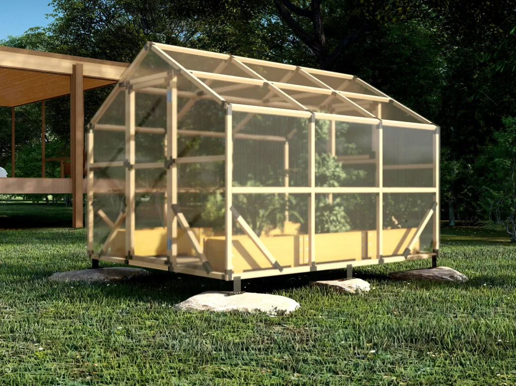 ECO Holz Gewächshaus Garten Treibhaus Tomatenhaus Holzhaus Pflanzhaus (Braun, 3 x 2.6 m)