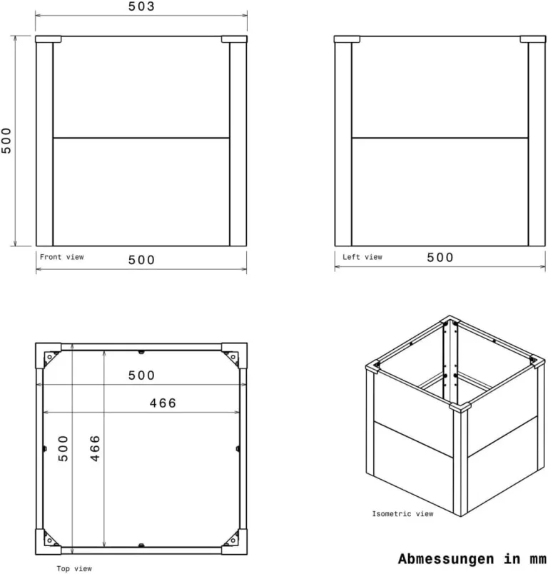 Metzler Hochbeet für den Garten oder Balkon – Stahl in Eisenglimmer | Witterungsbeständiges Metall-Gartenbeet, Pflanzenbeet, Blumenhochbeet | 50 x 50 x 50 cm – Bild 9