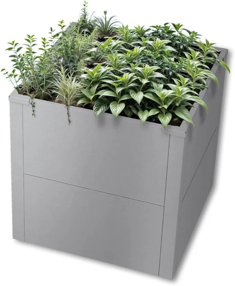 Metzler Hochbeet für den Garten oder Balkon – Stahl in Grau | Witterungsbeständiges Metall-Gartenbeet, Pflanzenbeet, Blumenhochbeet | 50 x 50 x 50 cm – Bild 1