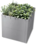 Metzler Hochbeet für den Garten oder Balkon – Stahl in Grau | Witterungsbeständiges Metall-Gartenbeet, Pflanzenbeet, Blumenhochbeet | 50 x 50 x 50 cm - Thumbnail 2