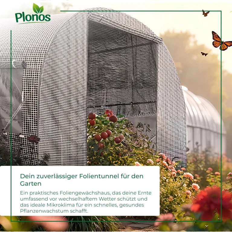 Garten-Gewächshaus Tunnel 2 × 3,5 m - 7 m² Folientunnel mit Stahlrahmen | PE-Folie 140 g/m² UV-beständig | 6 Fenster mit Moskitonetz | Pflanzenschutz | Weiß – Bild 5