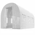 Garten-Gewächshaus Tunnel 2 × 3,5 m - 7 m² Folientunnel mit Stahlrahmen | PE-Folie 140 g/m² UV-beständig | 6 Fenster mit Moskitonetz | Pflanzenschutz | Weiß - Thumbnail 4