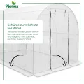 Garten-Gewächshaus Tunnel 2 × 3,5 m - 7 m² Folientunnel mit Stahlrahmen | PE-Folie 140 g/m² UV-beständig | 6 Fenster mit Moskitonetz | Pflanzenschutz | Weiß - Thumbnail 8