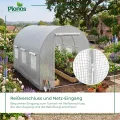 Garten-Gewächshaus Tunnel 2 × 3,5 m - 7 m² Folientunnel mit Stahlrahmen | PE-Folie 140 g/m² UV-beständig | 6 Fenster mit Moskitonetz | Pflanzenschutz | Weiß - Thumbnail 9