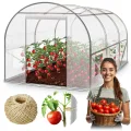 Garten-Gewächshaus Tunnel 2 × 3,5 m - 7 m² Folientunnel mit Stahlrahmen | PE-Folie 140 g/m² UV-beständig | 6 Fenster mit Moskitonetz | Pflanzenschutz | Weiß - Thumbnail 1