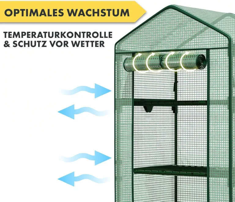 CASA PURA - Gewächshaus 143x143x195 - UV-beständig - Gewächshaus mit Metallablagegitter - Langlebig. Witterungsbeständiges Pflanzenhaus (Harrest) – Bild 6