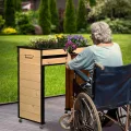 dobar® Hochbeet Wheely Gr. M für Rollstuhlfahrer - Pflanzkasten aus Holz aus Rollen mit Pflanzkübel - Kräuterbeet für Indoor und Outdoor - Balkon-Hochbeet, Natur - Thumbnail 6