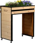 dobar® Hochbeet Wheely Gr. M für Rollstuhlfahrer - Pflanzkasten aus Holz aus Rollen mit Pflanzkübel - Kräuterbeet für Indoor und Outdoor - Balkon-Hochbeet, Natur - Thumbnail 1