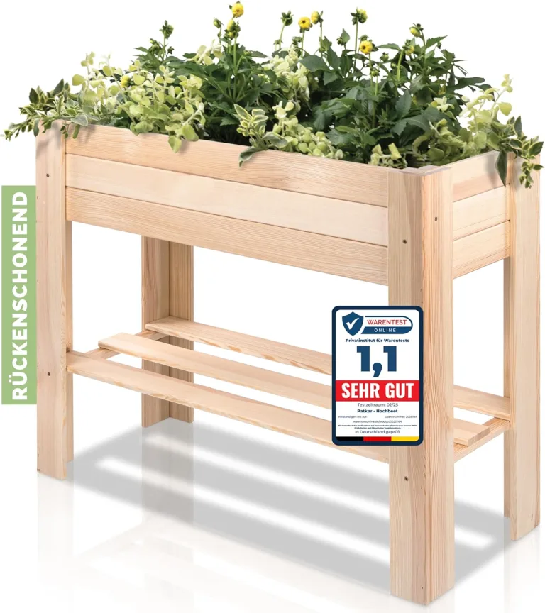 PATKAR 117x40x78cm Hochbeet Holz [RÜCKENSCHONENDE HÖHE] - Premium hochbeet Balkon oder Garten (Made in Europe) - Pflanzkasten Hochbeete-Kit - Kräuterbeet Balkon Hochbeet - Hochbeete für Garten Holz – Bild 8