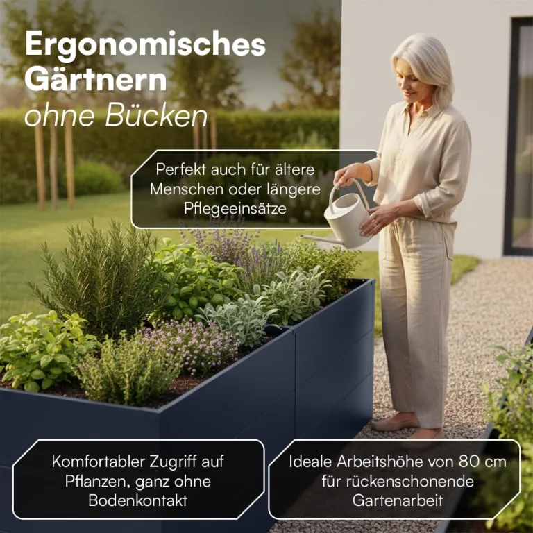 STEELSØN Icarus Hochbeet aus Metall – Pflanzenbeet in Anthrazit für Garten & Balkon – Pflanzenkübel mit offener Bodenstruktur stabil & wetterfest – Gartenbeet für Blumen, Gemüse, Obst – 200x75x80 cm – Bild 4