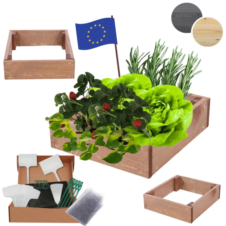 Hochbeet Holz, Kräuterbeet, Gartenbeet, Pflanzbeet, Blumenbeet, Stufenbeet, für Garten und Terrasse, Kiefernholz, Massivholz, höhenverstellbar, Abmessungen 9x30x30 cm, Farbe: Braun – Bild 1