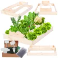 Hochbeet Holz, Kräuterbeet, Gartenbeet, Pflanzbeet, Blumenbeet, Stufenbeet, für Garten und Terrasse, Kiefernholz, Massivholz, höhenverstellbar, Abmessungen 18x60x60 cm, Farbe: Natur - Thumbnail 1