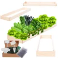 Hochbeet Holz, Kräuterbeet, Gartenbeet, Pflanzbeet, Blumenbeet, Stufenbeet, für Garten und Terrasse, Kiefernholz, Massivholz, höhenverstellbar, Abmessungen 9x30x120 cm, Farbe: Natur - Thumbnail 1