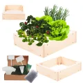 Hochbeet Holz, Kräuterbeet, Gartenbeet, Pflanzbeet, Blumenbeet, Stufenbeet, für Garten und Terrasse, Kiefernholz, Massivholz, höhenverstellbar, Abmessungen 9x30x30 cm, Farbe: Natur - Thumbnail 1