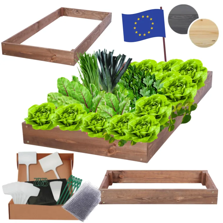Hochbeet Holz, Kräuterbeet, Gartenbeet, Pflanzbeet, Blumenbeet, Stufenbeet, für Garten und Terrasse, Kiefernholz, Massivholz, höhenverstellbar, Abmessungen 9x60x90 cm, Farbe: Braun – Bild 1
