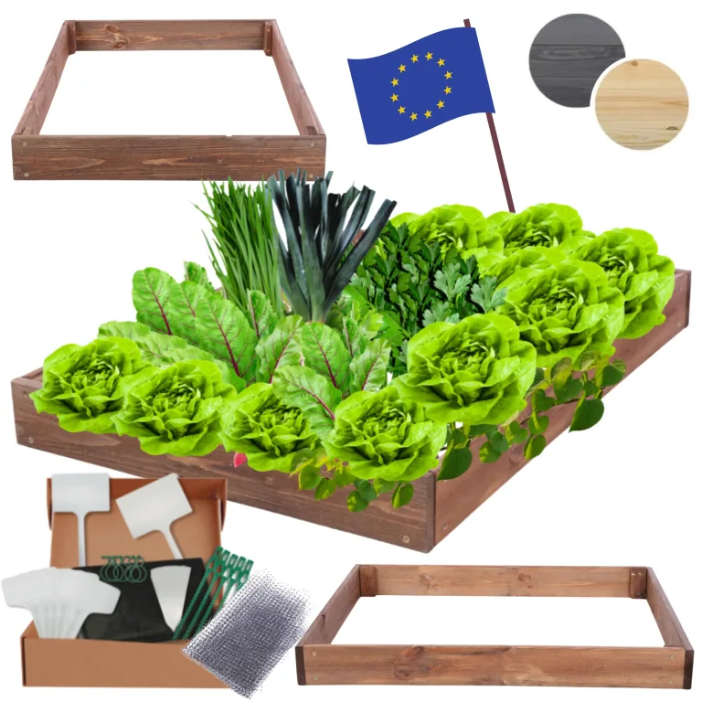 Hochbeet Holz, Kräuterbeet, Gartenbeet, Pflanzbeet, Blumenbeet, Stufenbeet, für Garten und Terrasse, Kiefernholz, Massivholz, höhenverstellbar, Abmessungen 9x90x60 cm, Farbe: Braun – Bild 1