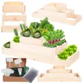 Hochbeet Holz, Kräuterbeet, Gartenbeet, Pflanzbeet, Blumenbeet, Stufenbeet, für Garten und Terrasse, Kiefernholz, Massivholz, höhenverstellbar, Abmessungen 27x90x30 cm, Farbe: Natur - Thumbnail 1