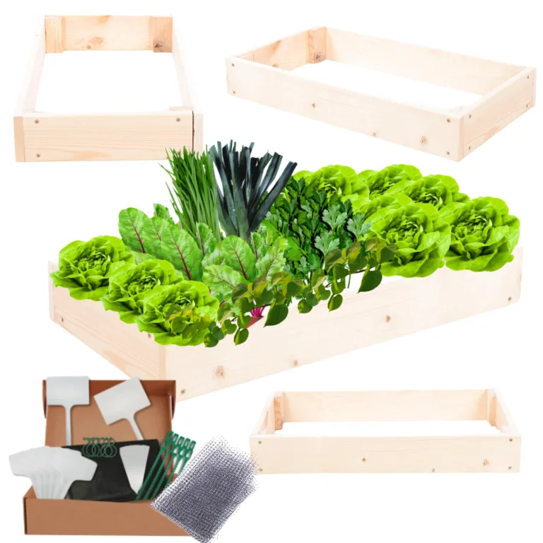 Hochbeet Holz, Kräuterbeet, Gartenbeet, Pflanzbeet, Blumenbeet, Stufenbeet, für Garten und Terrasse, Kiefernholz, Massivholz, höhenverstellbar, Abmessungen 9x60x30 cm, Farbe: Natur – Bild 1