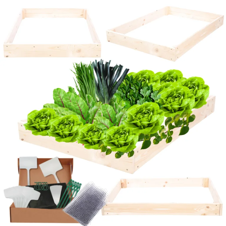 Hochbeet Holz, Kräuterbeet, Gartenbeet, Pflanzbeet, Blumenbeet, Stufenbeet, für Garten und Terrasse, Kiefernholz, Massivholz, höhenverstellbar, Abmessungen 9x60x100 cm, Farbe: Natur – Bild 1