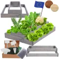 Hochbeet Holz, Kräuterbeet, Gartenbeet, Pflanzbeet, Blumenbeet, Stufenbeet, für Garten und Terrasse, Kiefernholz, Massivholz, höhenverstellbar, Abmessungen 18x60x80 cm, Farbe: Grau - Thumbnail 1