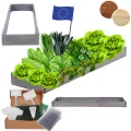 Hochbeet Holz, Kräuterbeet, Gartenbeet, Pflanzbeet, Blumenbeet, Stufenbeet, für Garten und Terrasse, Kiefernholz, Massivholz, höhenverstellbar, Abmessungen 9x30x100 cm, Farbe: Grau - Thumbnail 1