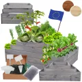 Hochbeet Holz, Kräuterbeet, Gartenbeet, Pflanzbeet, Blumenbeet, Stufenbeet, für Garten und Terrasse, Kiefernholz, Massivholz, höhenverstellbar, Abmessungen 45x117x80 cm, Farbe: Grau - Thumbnail 1