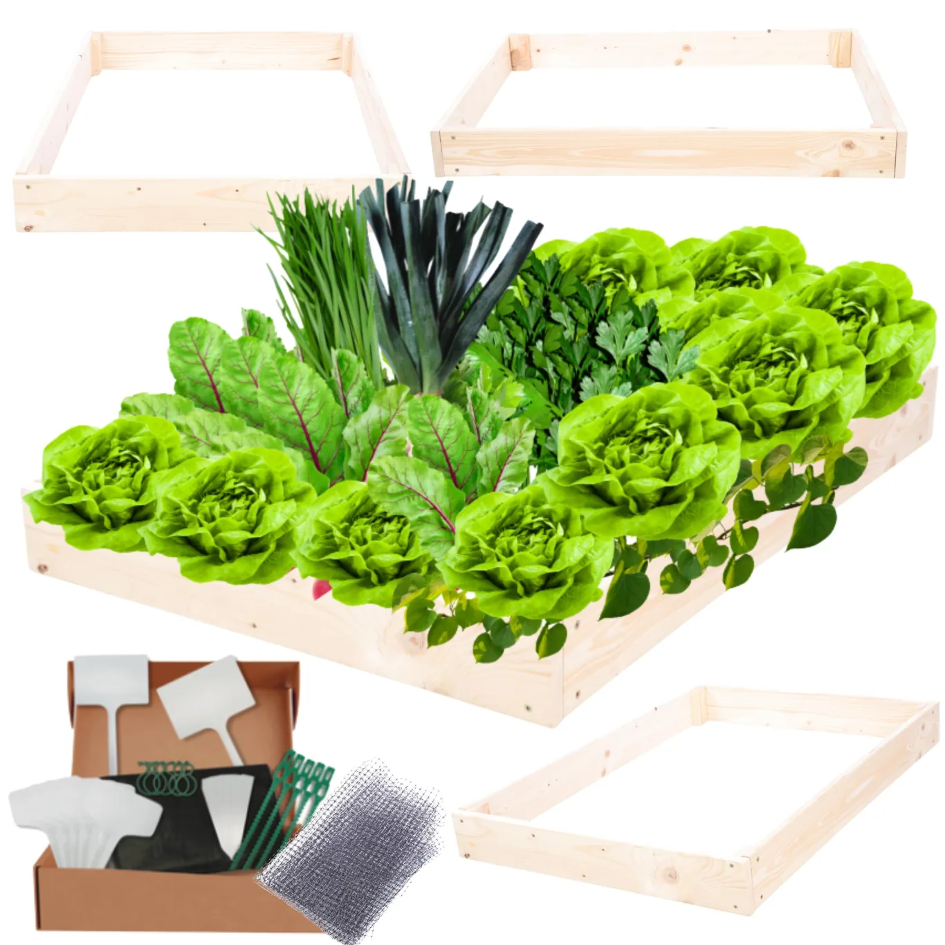 Hochbeet Holz, Kräuterbeet, Gartenbeet, Pflanzbeet, Blumenbeet, Stufenbeet, für Garten und Terrasse, Kiefernholz, Massivholz, höhenverstellbar, Abmessungen 9x90x60 cm, Farbe: Natur - Bild 1