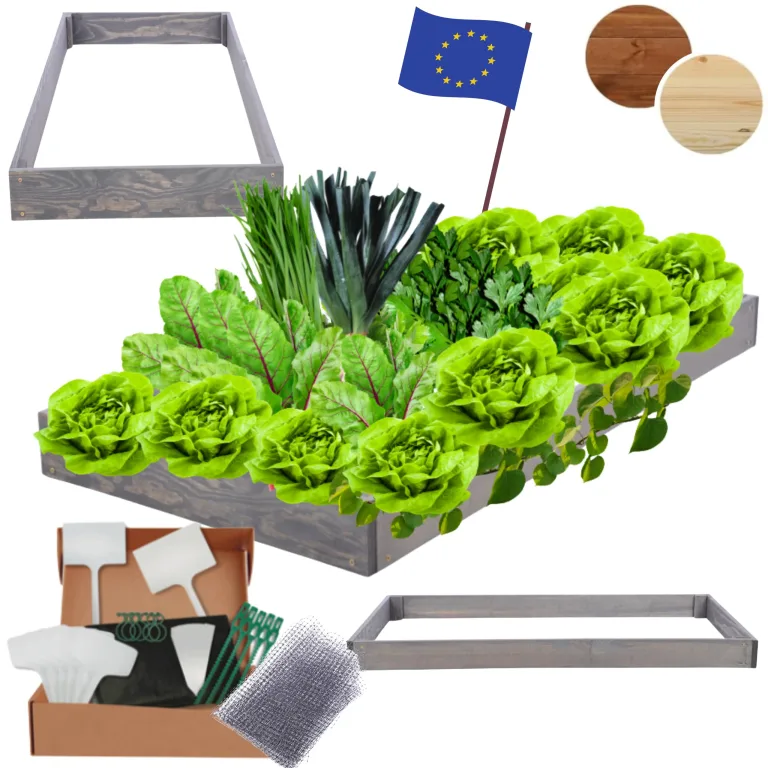 Hochbeet Holz, Kräuterbeet, Gartenbeet, Pflanzbeet, Blumenbeet, Stufenbeet, für Garten und Terrasse, Kiefernholz, Massivholz, höhenverstellbar, Abmessungen 9x60x60 cm, Farbe: Grau – Bild 1