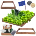 Hochbeet Holz, Kräuterbeet, Gartenbeet, Pflanzbeet, Blumenbeet, Stufenbeet, für Garten und Terrasse, Kiefernholz, Massivholz, höhenverstellbar, Abmessungen 9x60x100 cm, Farbe: Braun - Thumbnail 1
