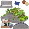 Hochbeet Holz, Kräuterbeet, Gartenbeet, Pflanzbeet, Blumenbeet, Stufenbeet, für Garten und Terrasse, Kiefernholz, Massivholz, höhenverstellbar, Abmessungen 45x117x60 cm, Farbe: Grau - Thumbnail 1