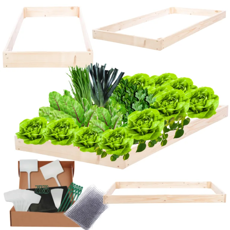 Hochbeet Holz, Kräuterbeet, Gartenbeet, Pflanzbeet, Blumenbeet, Stufenbeet, für Garten und Terrasse, Kiefernholz, Massivholz, höhenverstellbar, Abmessungen 9x60x90 cm, Farbe: Natur – Bild 1