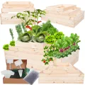 Hochbeet Holz, Kräuterbeet, Gartenbeet, Pflanzbeet, Blumenbeet, Stufenbeet, für Garten und Terrasse, Kiefernholz, Massivholz, höhenverstellbar, Abmessungen 45x117x80 cm, Farbe: Natur - Thumbnail 1