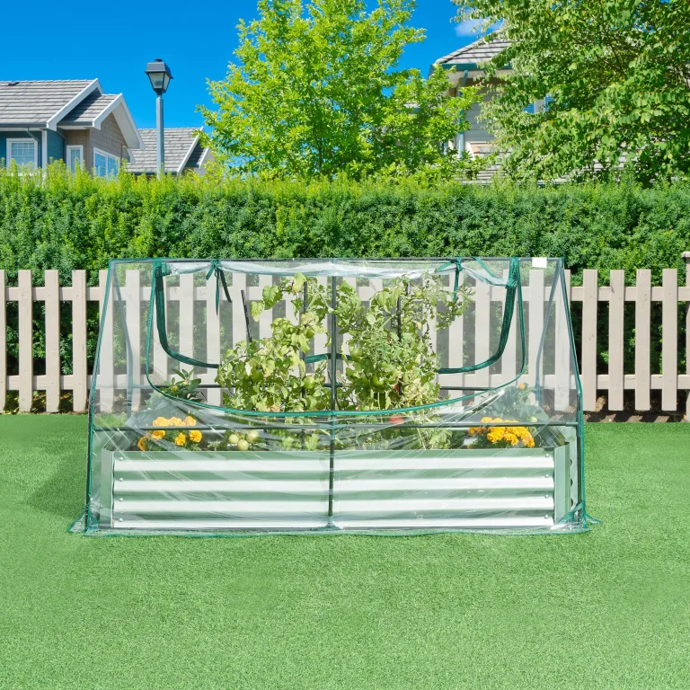 [en.casa] Hochbeet mit Foliengewächshaus Balsorano wetterfest Frühbeet mit Abdeckung Outdoor Stahl mit PVC-Folie Mini-Treibhaus 186 x 96 x 98 cm Transparent – Bild 4