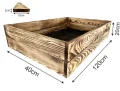 Lermowoood Hochbeet aus Holz 120x40x20 cm Geflammt – Pflanzkasten für Gemüse & Kräuter – mit Agrovließ – steckbar & stapelbar- Aussenbereich ideal für Garten, Balkon & Terrasse - Thumbnail 3
