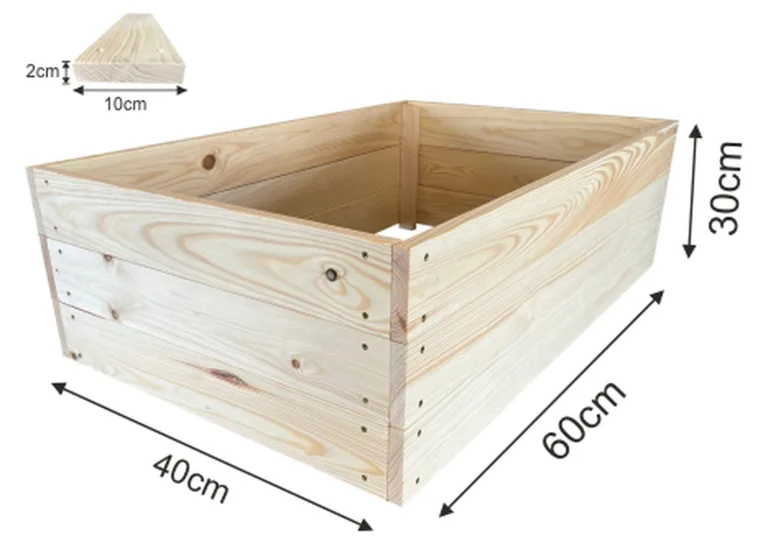 Lermowoood Hochbeet aus Holz 60x40x30 cm Natur – Pflanzkasten für Gemüse & Kräuter – mit Agrovließ – steckbar & stapelbar- Aussenbereich ideal für Garten, Balkon & Terrasse – Bild 3