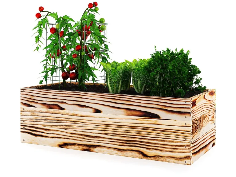 Lermowoood Hochbeet aus Holz 100x60x30 cm Natur – Pflanzkasten für Gemüse & Kräuter – mit Agrovließ – steckbar & stapelbar- Aussenbereich ideal für Garten, Balkon & Terrasse – Bild 9