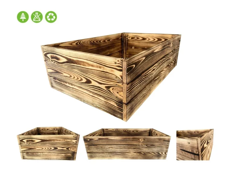 Lermowoood Hochbeet aus Holz 60x40x30 cm Geflammt – Pflanzkasten für Gemüse & Kräuter – mit Agrovließ – steckbar & stapelbar- Aussenbereich ideal für Garten, Balkon & Terrasse – Bild 6