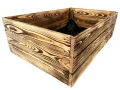 Lermowoood Hochbeet aus Holz 60x40x30 cm Geflammt – Pflanzkasten für Gemüse & Kräuter – mit Agrovließ – steckbar & stapelbar- Aussenbereich ideal für Garten, Balkon & Terrasse - Thumbnail 2