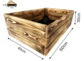 Lermowoood Hochbeet aus Holz 60x40x30 cm Geflammt – Pflanzkasten für Gemüse & Kräuter – mit Agrovließ – steckbar & stapelbar- Aussenbereich ideal für Garten, Balkon & Terrasse - Thumbnail 3