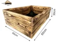 Lermowoood Hochbeet aus Holz 60x60x30 cm Geflammt – Pflanzkasten für Gemüse & Kräuter – mit Agrovließ – steckbar & stapelbar- Aussenbereich ideal für Garten, Balkon & Terrasse - Thumbnail 3