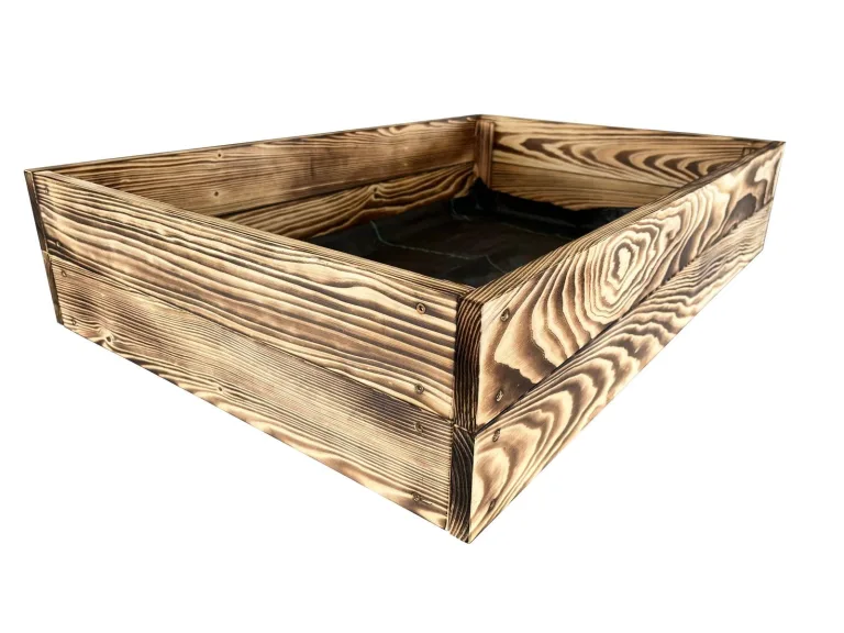 Lermowoood Hochbeet aus Holz 60x40x20 cm Geflammt – Pflanzkasten für Gemüse & Kräuter – mit Agrovließ – steckbar & stapelbar- Aussenbereich ideal für Garten, Balkon & Terrasse – Bild 2
