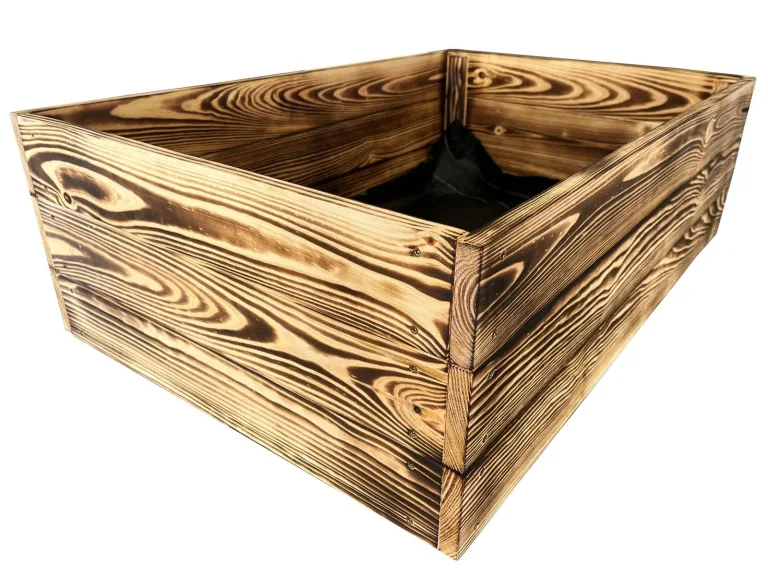 Lermowoood Hochbeet aus Holz 40x40x30 cm Geflammt – Pflanzkasten für Gemüse & Kräuter – mit Agrovließ – steckbar & stapelbar- Aussenbereich ideal für Garten, Balkon & Terrasse – Bild 2