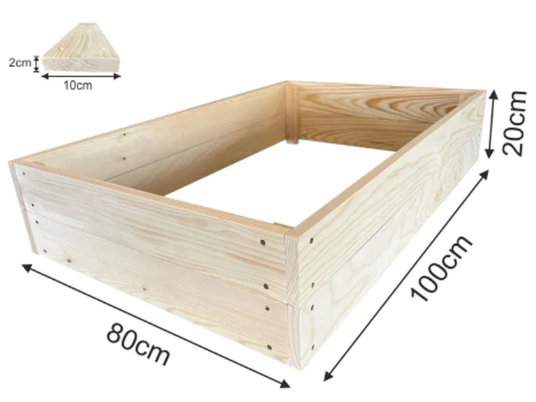 Lermowoood Hochbeet aus Holz 100x80x20 cm Natur – Pflanzkasten für Gemüse & Kräuter – mit Agrovließ – steckbar & stapelbar- Aussenbereich ideal für Garten, Balkon & Terrasse – Bild 3