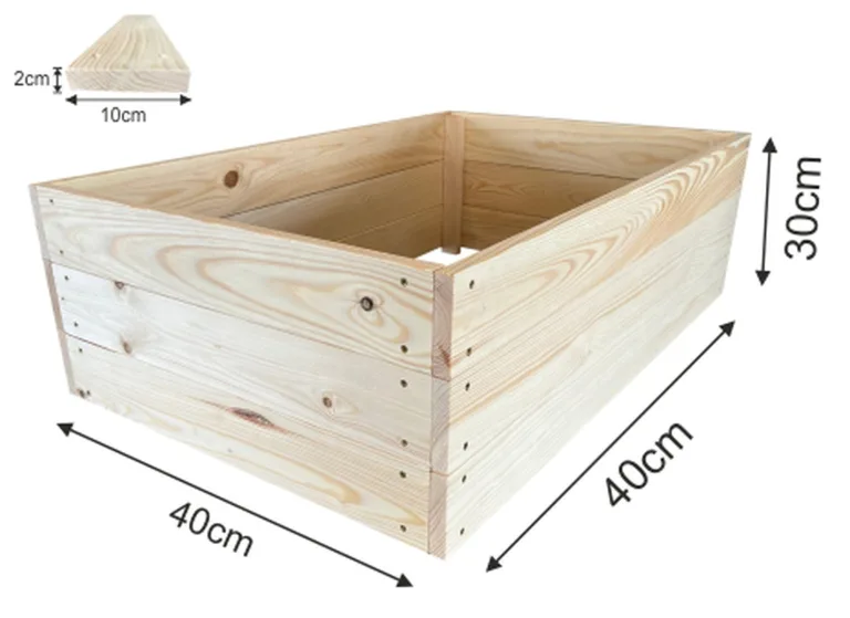 Lermowoood Hochbeet aus Holz 40x40x30 cm Natur – Pflanzkasten für Gemüse & Kräuter – mit Agrovließ – steckbar & stapelbar- Aussenbereich ideal für Garten, Balkon & Terrasse – Bild 3
